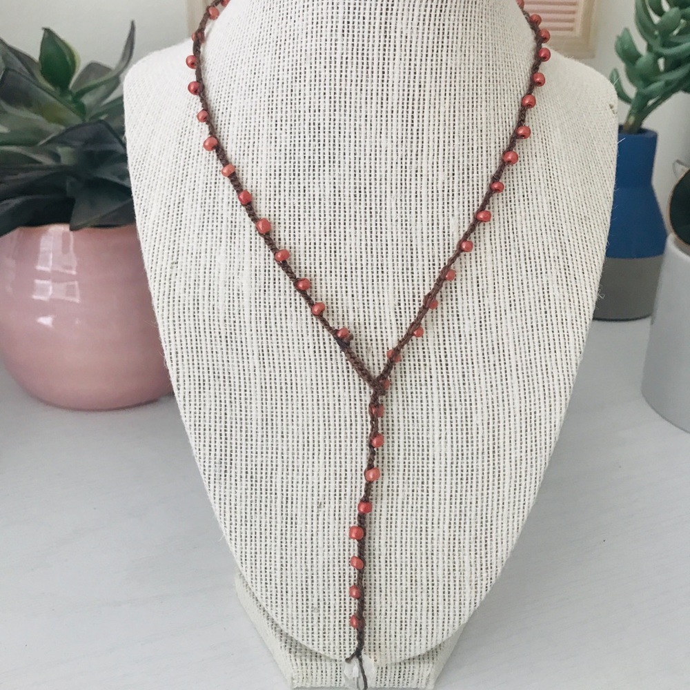 Crochet Beaded Lariat Necklace